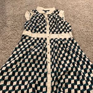 Green and Beige Checkered Dress